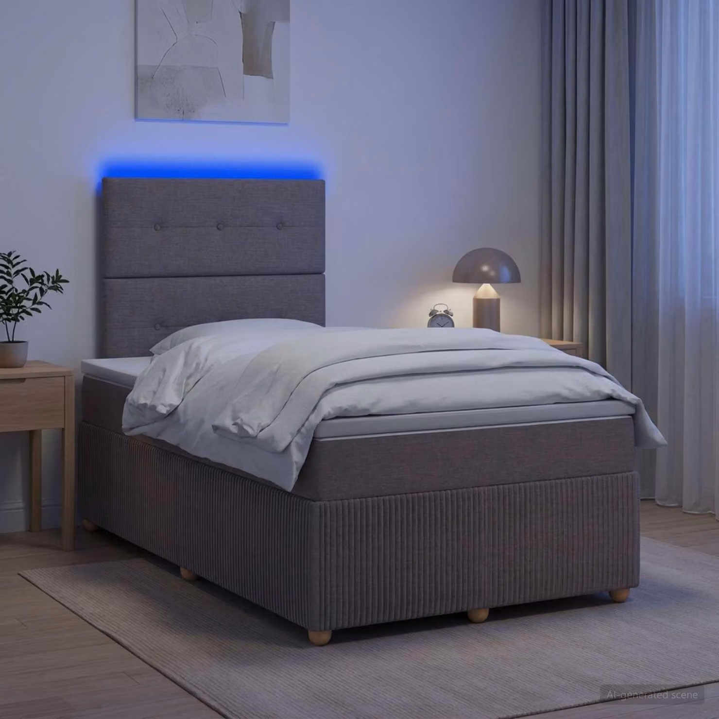 Maison Exclusive - Letto boxspring a LED con materasso color taupe 120 x 190 cm in tessuto