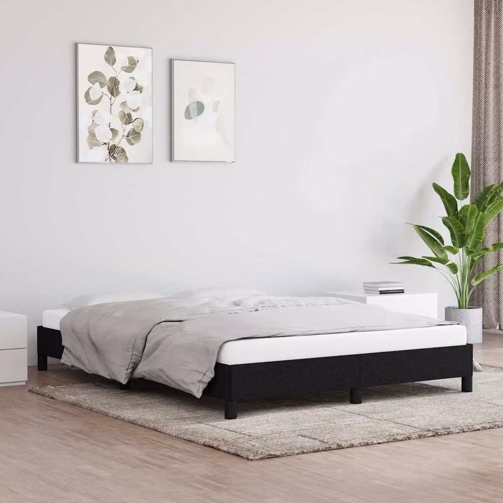 vidaXL Giroletto senza materasso in tessuto nero L/P/H: 140 x 200 x 25 cm
