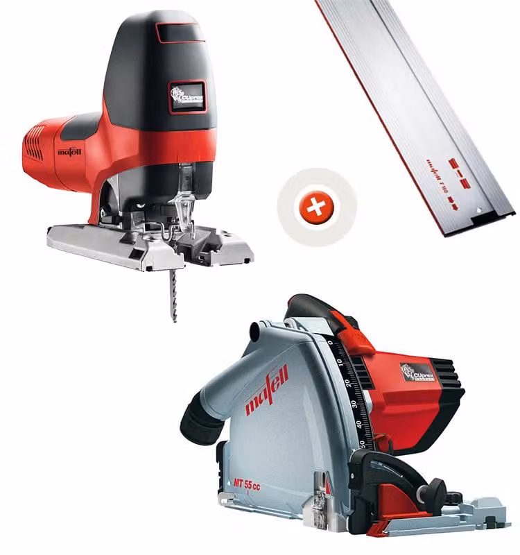 Offerta Mafell: Pacchetto per falegnami (seghetto alternativo di precisione P1 cc e sega a immersione MT 55 cc con guida) | 917602A