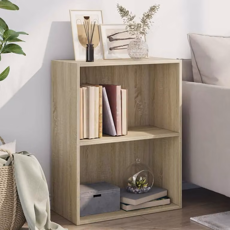 Libreria vidaXL con 2 Ripiani in Legno Multistrato e MDF, Colore Rovere Sonoma, L 60 cm x P 30 cm x H 76,5 cm
