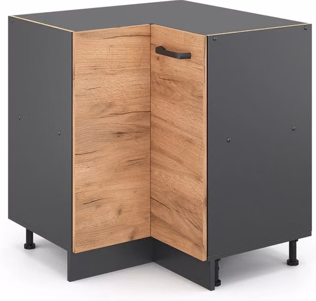 Mobile ad angolo per cucina Vicco R-Line in rovere e antracite, L: 75.6 cm – 1