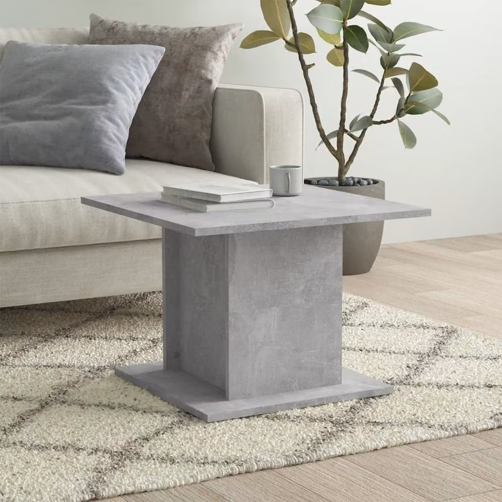 The Living Store tavolino in cemento grigio 55,5x55,5x40 cm materiale a base di legno
