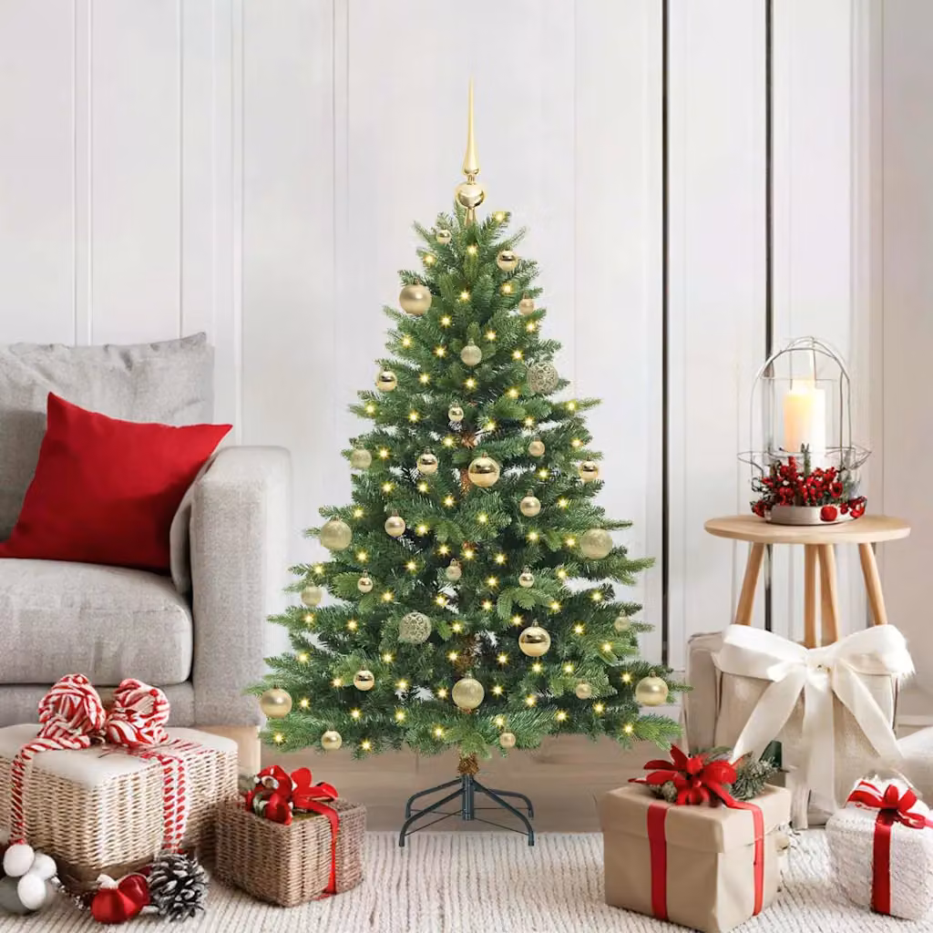 Albero di Natale artificiale vidaXL verde con 150 LED luce bianca calda in PE e PVC, Altezza: 120 cm