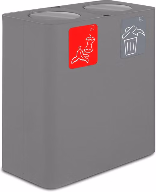 Pattumiera Sistema di Raccolta Rifiuti 77x38xh80 cm in Acciaio 3 Scomparti Grigio