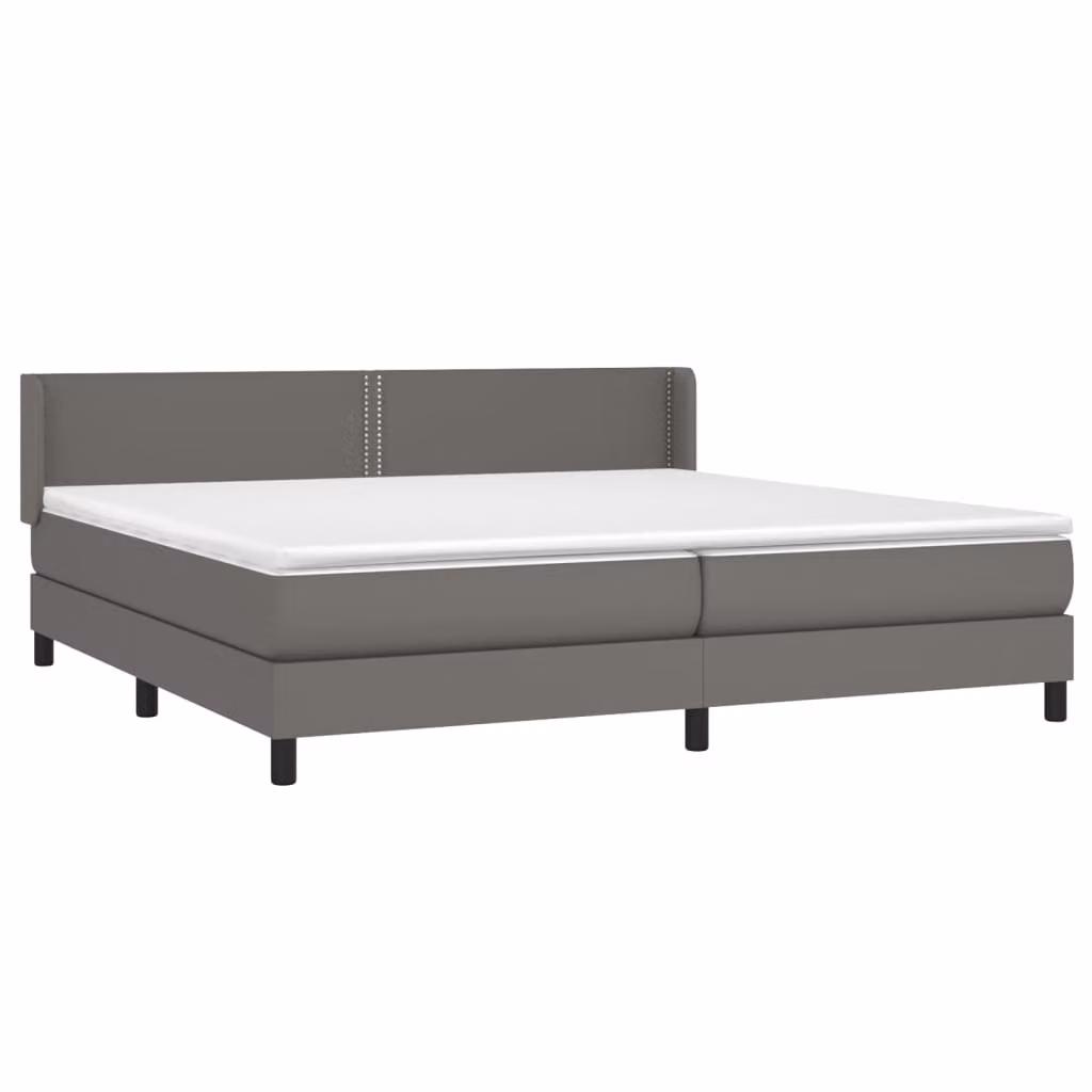 Giroletto a Molle con Materasso Grgio 200x200 cm in Pelle finta