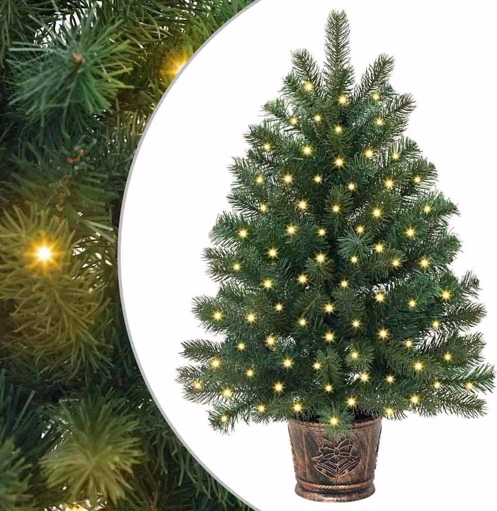 Albero di Natale artificiale con 150 LED verdi da 95 cm in PE e PVC