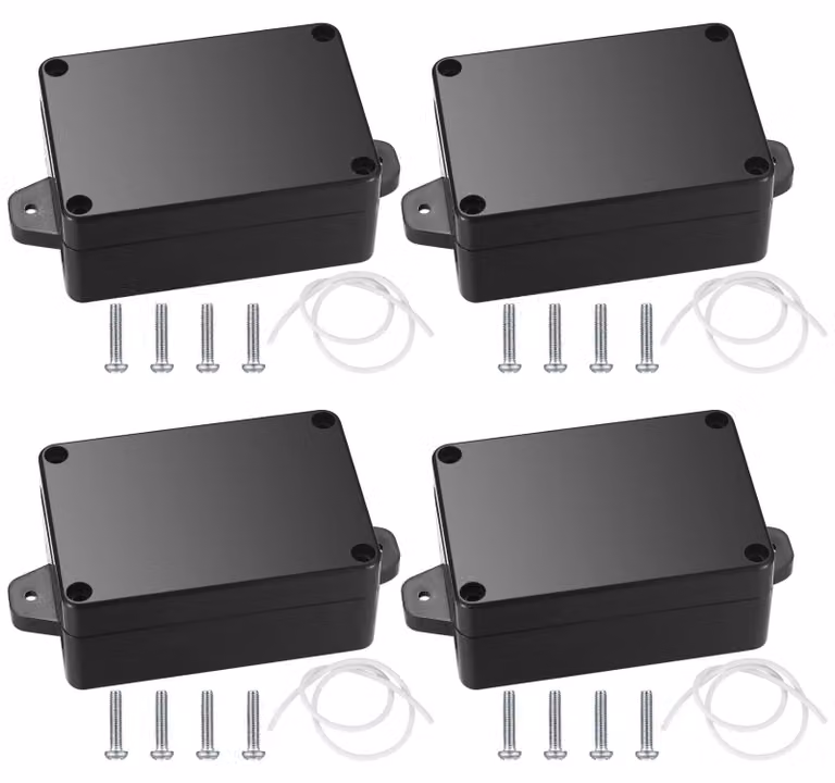 4 scatole di derivazione, impermeabili IP65, scatole di connessione per esterni, colore nero