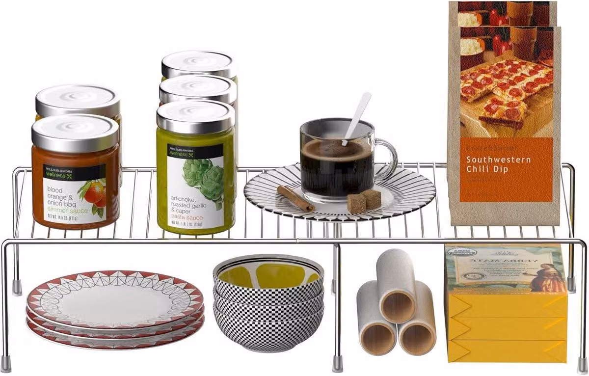 Scaffale metallico salvaspazio, ideale per cucina e bagno