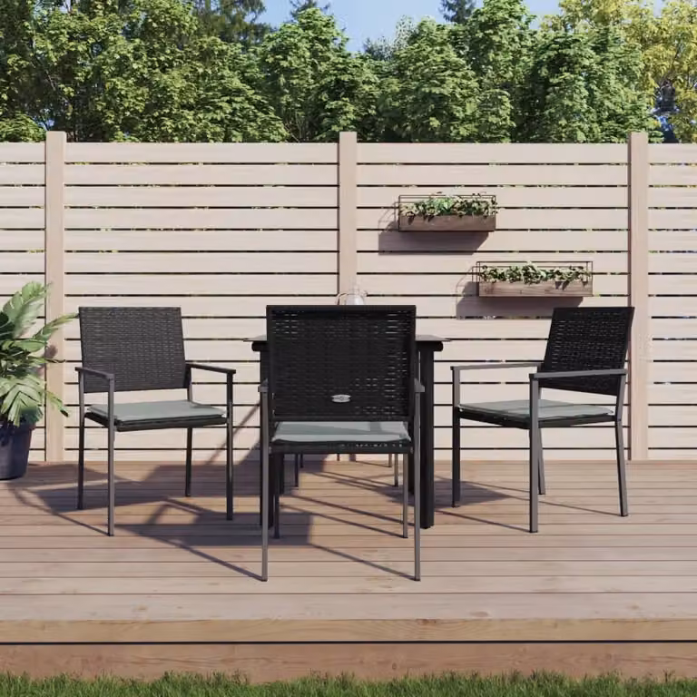 Maison Exclusive - Set Pranzo da Giardino 5pz con Cuscini in Polyrattan e Acciaio