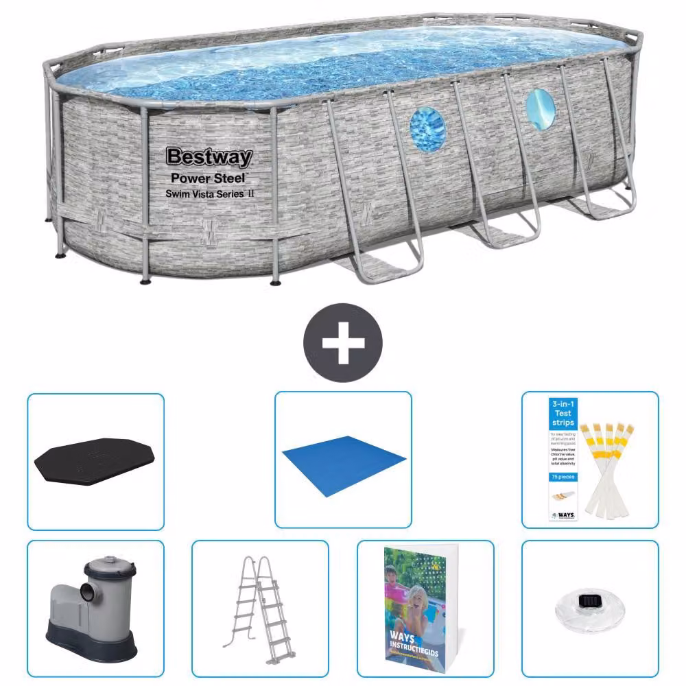 Bestway Power Steel, piscina ovale - 549x274x122 cm - composta da 6 parti, modello S596