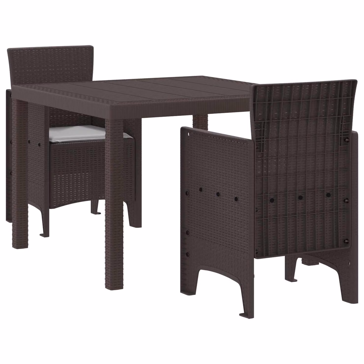 Set da pranzo per giardino e terrazzo vidaXL in rattan marrone, 3 pezzi