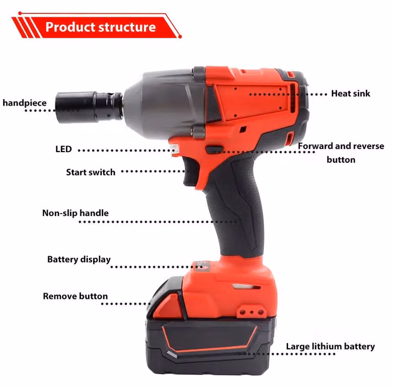 Avvitatore a percussione a batteria - Avvitatore a percussione elettrico senza spazzole - 1300 Nm - Attacco quadrato da 1,27 cm - Velocità variabile - Per batteria da 18 V - Senza batteria