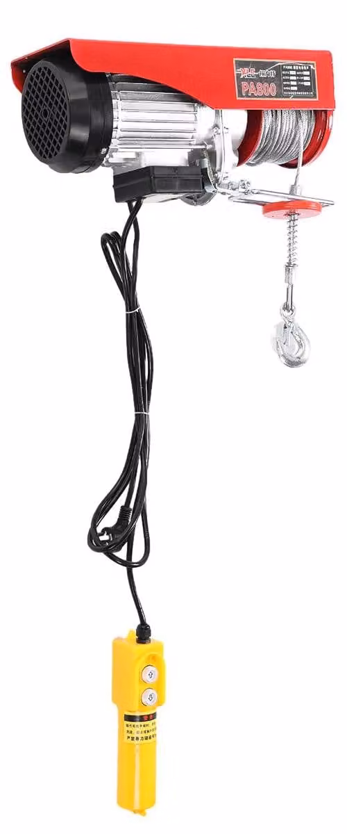 Elektrozug PA800 - Argano elevatore - Portata: 20 metri - Capacità di sollevamento: 400/800 kg - Telecomando cablato - Motore da 1,3 kW - 220 V - Colore: rosso
