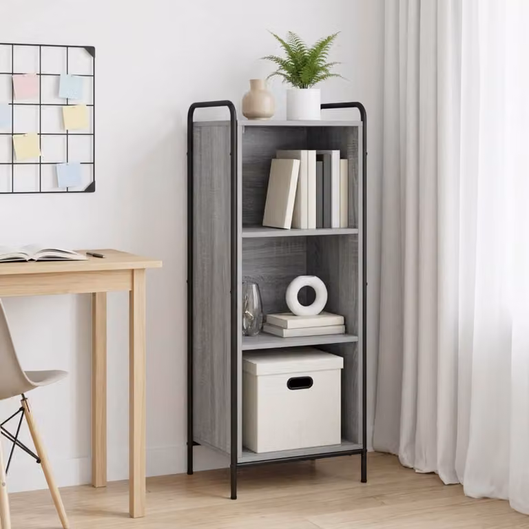 Armadio per Libri Moderno vidaXL in MDF e Metallo Grigio Opaco L 55,5 cm x P 33 cm x H 174 cm