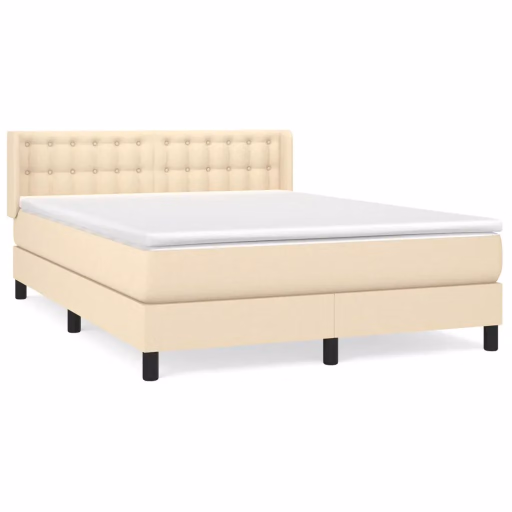 vidaXL Letto Ibrido con Giroletto a Molle e Materasso in Tessuto Beige e Bianco L/P/H: 140 x 200 x 88 cm – 2