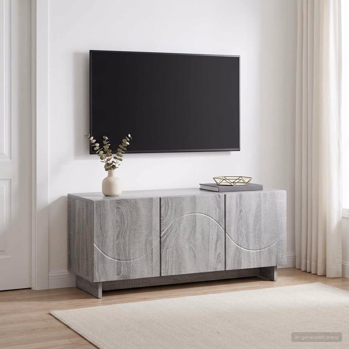 Supporto TV moderno vidaXL in legno grigio L: 90 cm, P: 34.5 cm, H: 40 cm