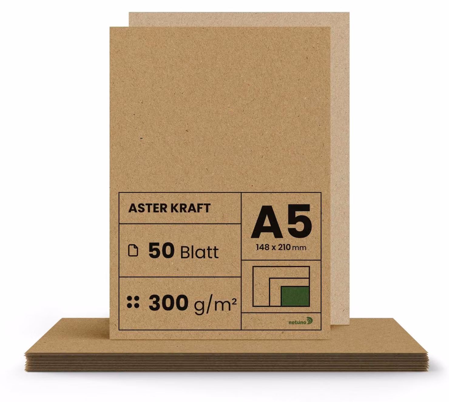 Carta kraft, 300g, formato A5 (148x210 mm), 50 fogli, color marrone, stile vintage