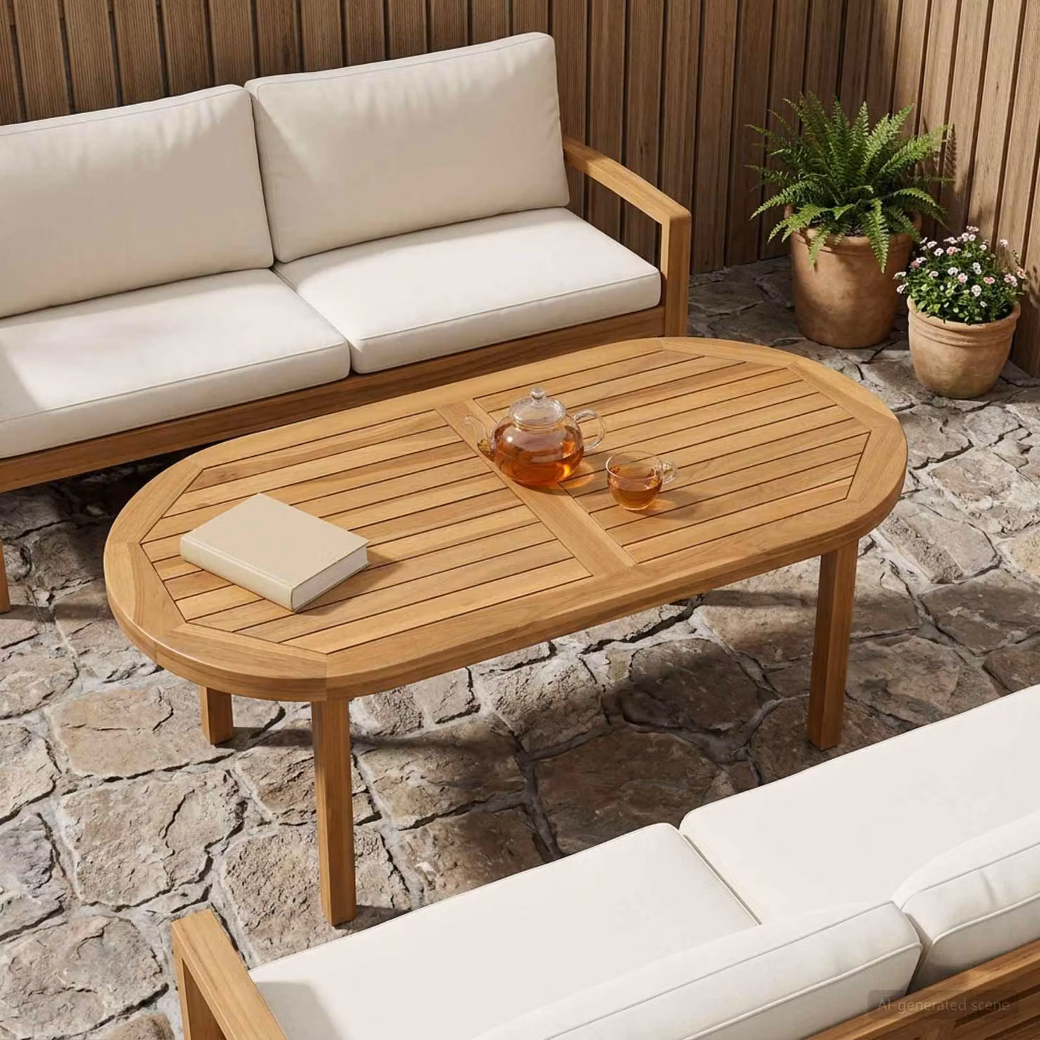 Piano del tavolo ovale in legno di teak massiccio vidaXL, colore marrone naturale, L: 100 cm, P: 50 cm, H: 2,5 cm