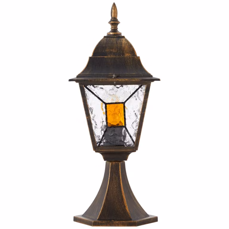BRILLANTE battiscopa da esterno JANEL | nero/oro | stile casa di campagna | dimmerabile con una fonte luminosa adeguata | 1x presa E27 max. 60 W | metallo/vetro | IP44