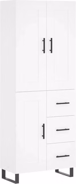 Credenza | Madia | Buffet da pranzo | Armadio da pranzo Bianca 69,5x34x180 cm in Legno Multistrato