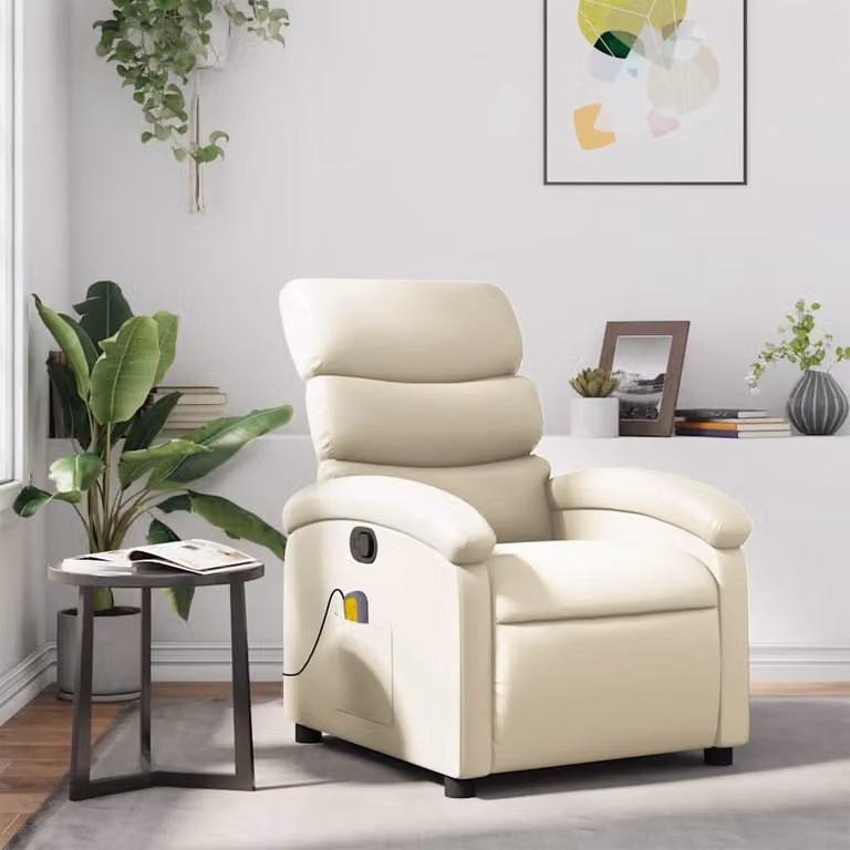 vidaXL Poltrona Relax Reclinabile in Similpelle Beige con Braccioli e Regolazione Manuale
