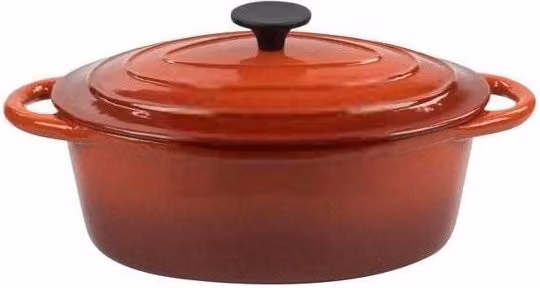 Casseruola Ovale in Ghisa Smaltata Ilsa Normandie con Coperchio in Vetro, Rivestimento Ceramico Antiaderente, Compatibile con Induzione, Rosso e Bianco, L: 29 cm