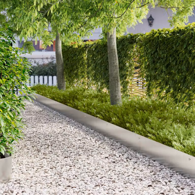 Set di 10 bordure per prato vidaXL in acciaio color argento, 103 x 25 cm