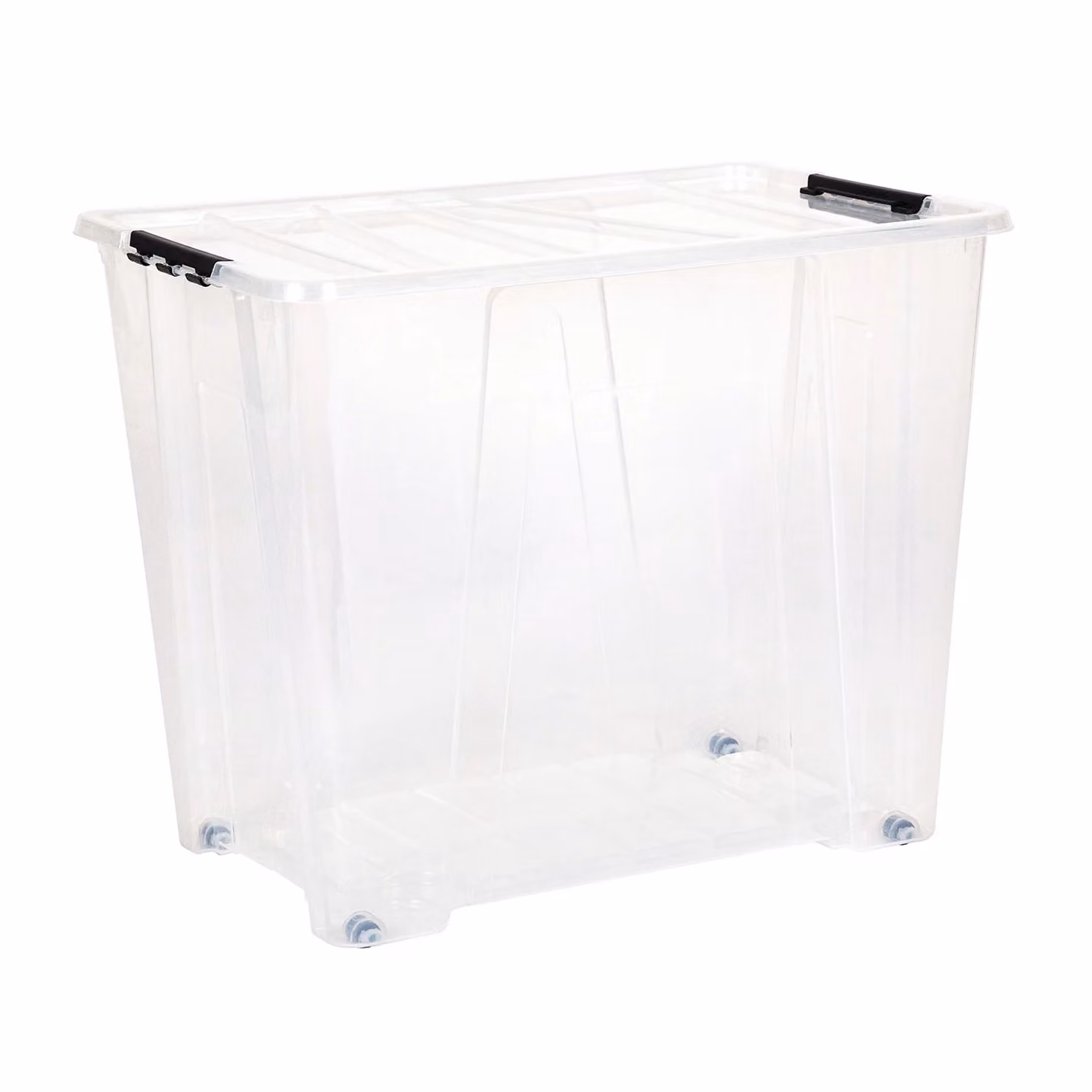 Contenitore Multiuso Jolly DEA HOME da 70 Litri, Nero e Trasparente, con Coperchio e Maniglie, H 47 cm x L 57 cm x P 39 cm – 1