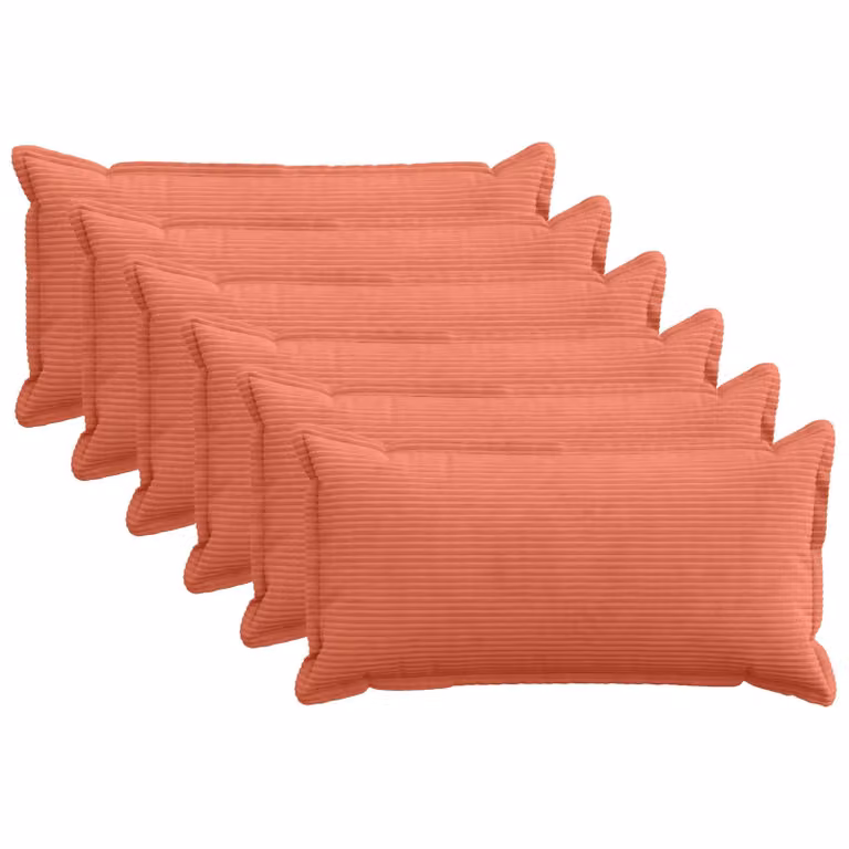 Set di 6 federe vidaXL HOUTEN in velluto a coste, colori rosso e arancio, L 80 x P 40 cm