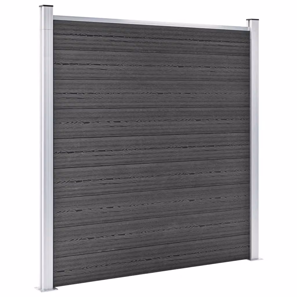 Set di pannelli per recinzione vidaxl in WPC e alluminio colore nero L: 1830 cm, H: 105-186 cm – 2