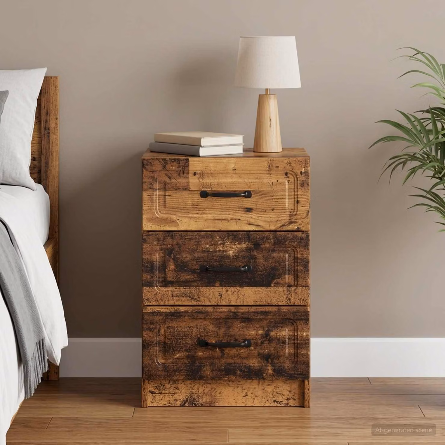 Armadio da notte vidaXL in legno antico marrone e nero L: 43 cm, P: 41 cm, H: 63,5 cm