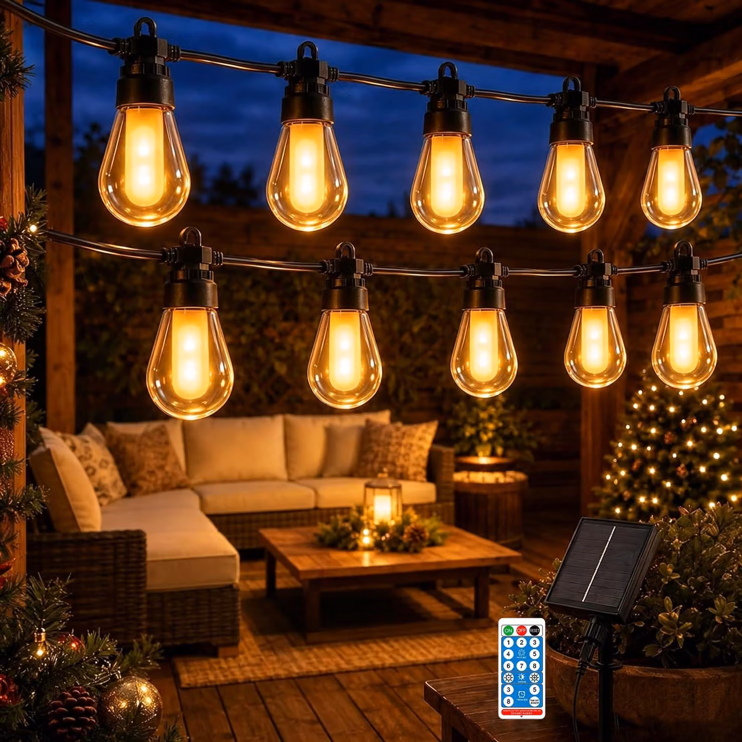 Catena luminosa solare, 4,5 metri, 10 LED, 8 modalità, grado di protezione IP65, luce bianco caldo