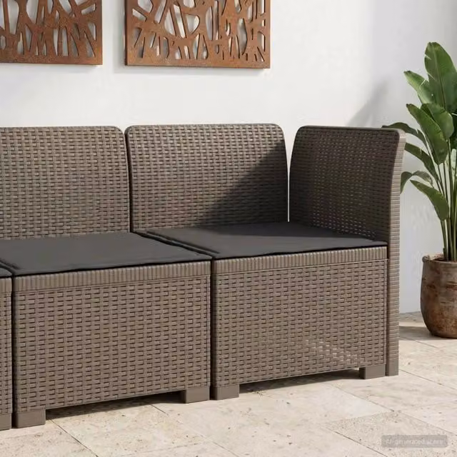 Divano da giardino a 1 posto con cuscino in rattan effetto moderno colore antracite per esterno e balcone – 1