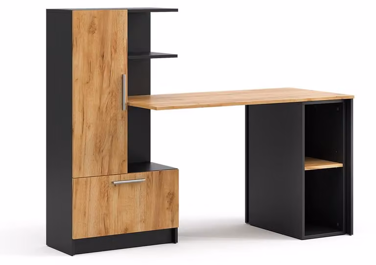 Scrivania con ripiani Vicco Tomy Antracite/Rovere dorato 150 x 59 cm Set di 2, Model 59185
