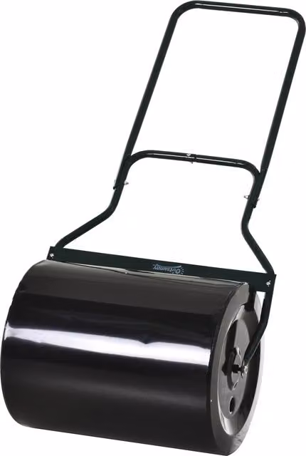 Rullo da giardino Outsunny in metallo nero impermeabile con serbatoio fino a 60 litri per acqua o sabbia, L: 57 cm, P: 50 cm, H: 125 cm
