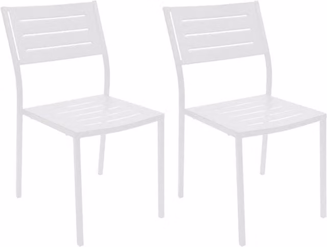 Set 2 Sedie da Giardino 46x58x84 cm in Acciaio RD Italia Dorio Bianche