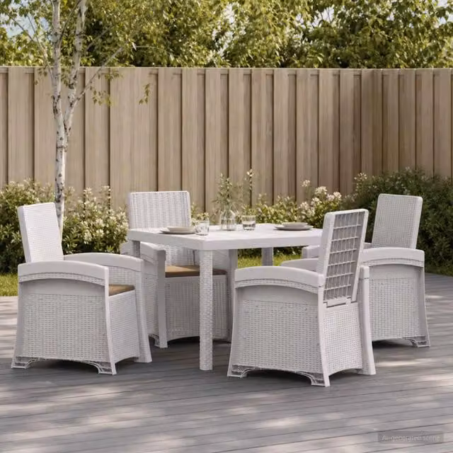 Set da Pranzo per Giardino 5 pz Bianco e Tortora PP 3430113