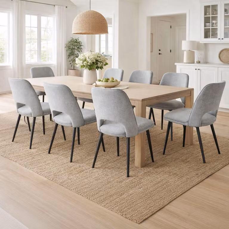 Dmora set di Sedie Staffolo Grigio Chiaro, 8 Sedie Imbottito