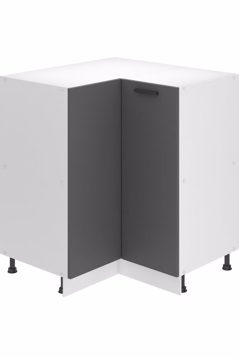 Base da cucina Belini, base da cucina larga 90 cm. Base per cucina SNP senza piano di lavoro. Mobile da cucina ad angolo con 1 anta, argento opaco