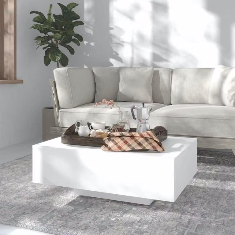 vidaXL Tavolino da Salotto Moderno Bianco in Legno e MDF L: 85 cm, P: 55 cm, H: 31 cm