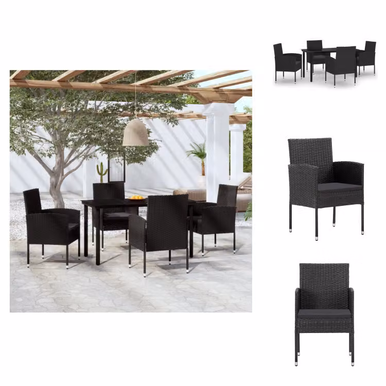 vidaXL Set da pranzo da giardino 5 pezzi nero - Set di mobili da giardino
