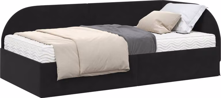 Struttura Letto Angolare con Materasso 2 pcs Nero Velluto
