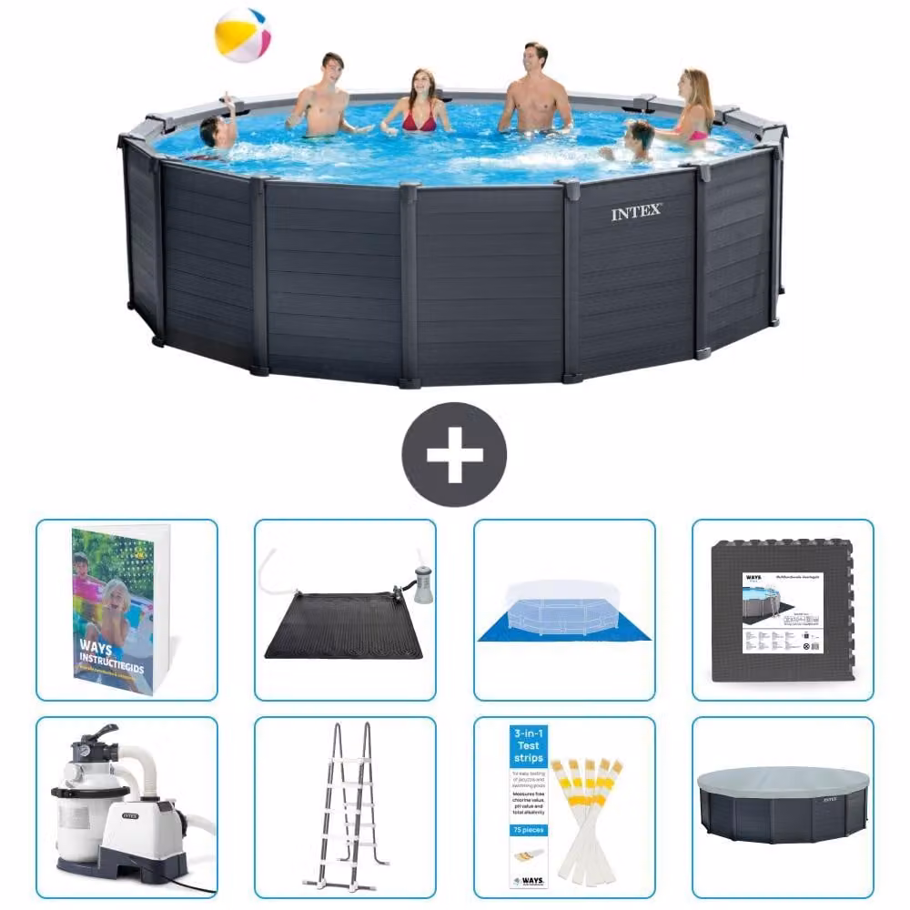 Pannello per piscina in grafite, modello Rund - 478x124 cm - composto da 7 elementi, codice S543