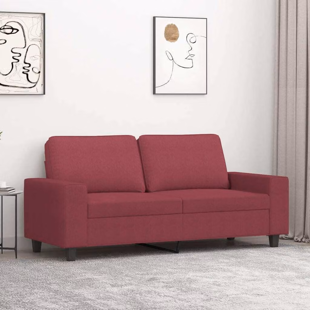 Divano a due posti, colore bordeaux, 140 cm, rivestito in tessuto, modello "Exclusive"