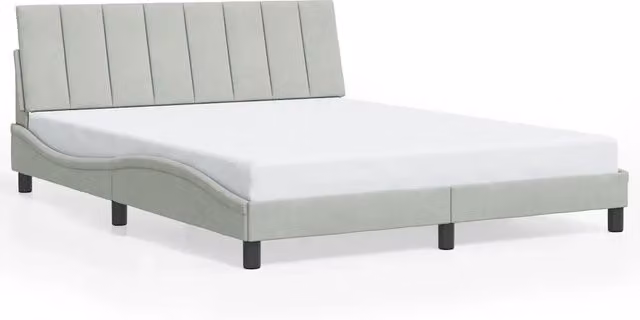 Letto matrimoniale | Letto per adulti | Giroletto senza Materasso Hanko Grigio Chiaro 160x200 cm Velluto
