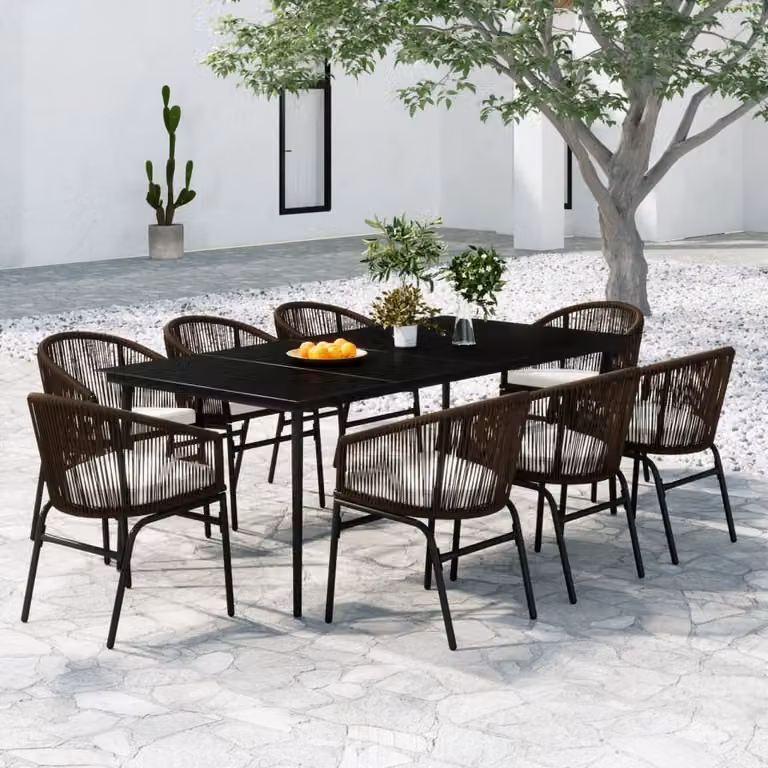 Maison Exclusive - Set da pranzo da giardino da 9 pezzi, marrone
