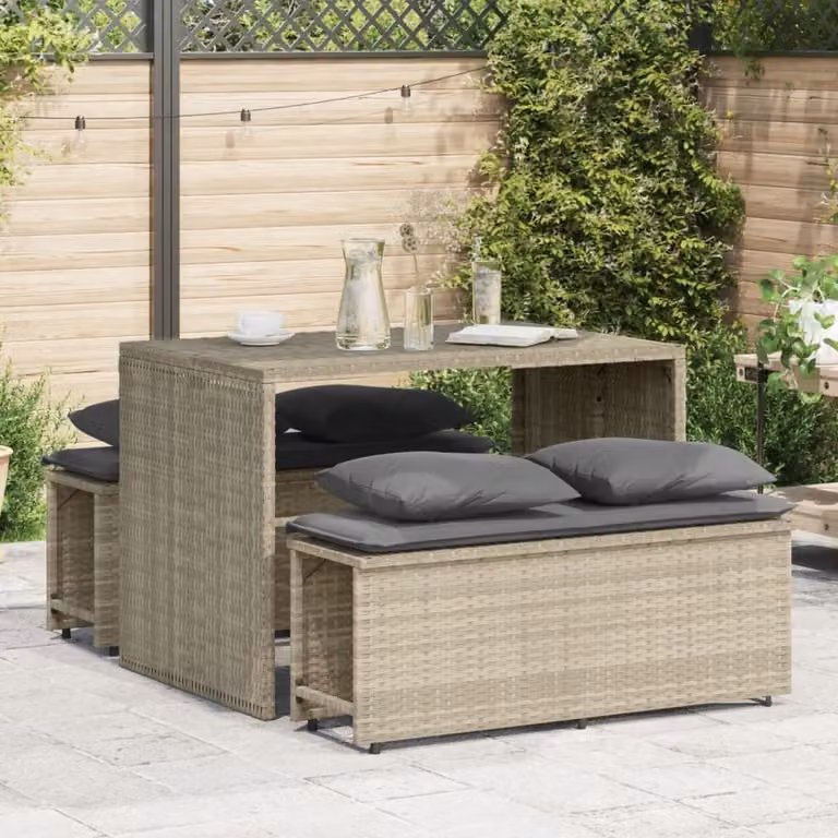 Set Pranzo da Giardino vidaXL in Polyrattan Grigio con 3 Cuscini