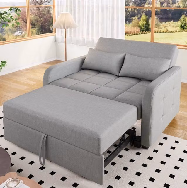 Divano letto multifunzione 180x110 cm grigio antico con schienale regolabile HOMVRA