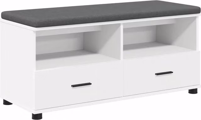 Panca per ingresso con scarpiera e cuscino in tessuto, design moderno, L/P/H: 100 x 38 x 46 cm
