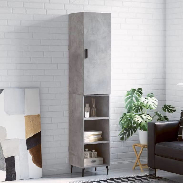 Credenza moderna vidaXL in legno e metallo grigio, L/P/H: 34,5 x 34 x 180 cm